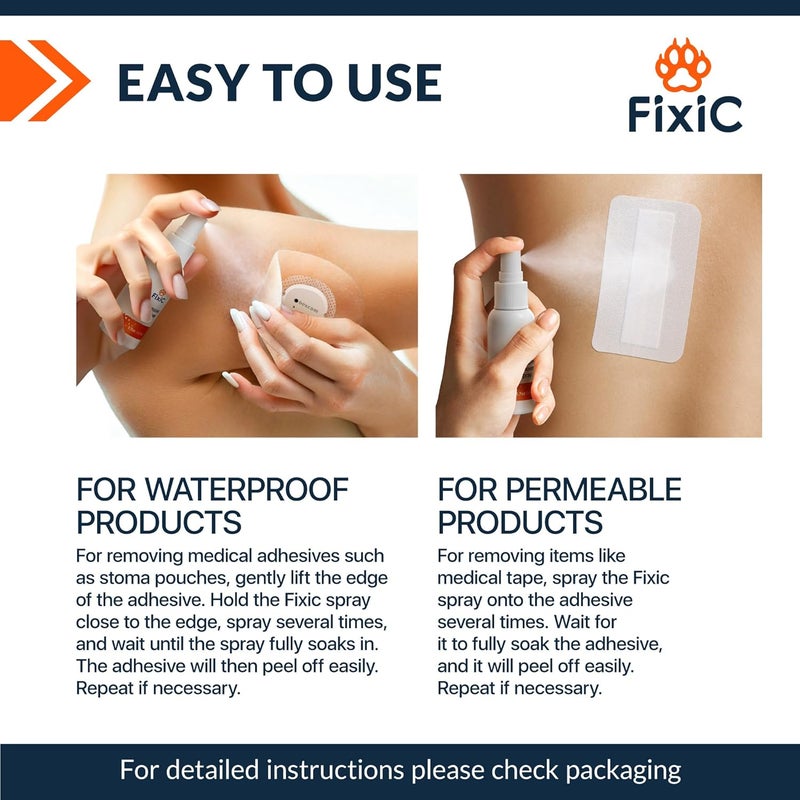 Fixic Adhesive Remover Spray - Delicate Formula for Skin, Ostomy Supplies, and Bandages - Alcohol-Free, 1.7 oz (50 ml) - Image 2